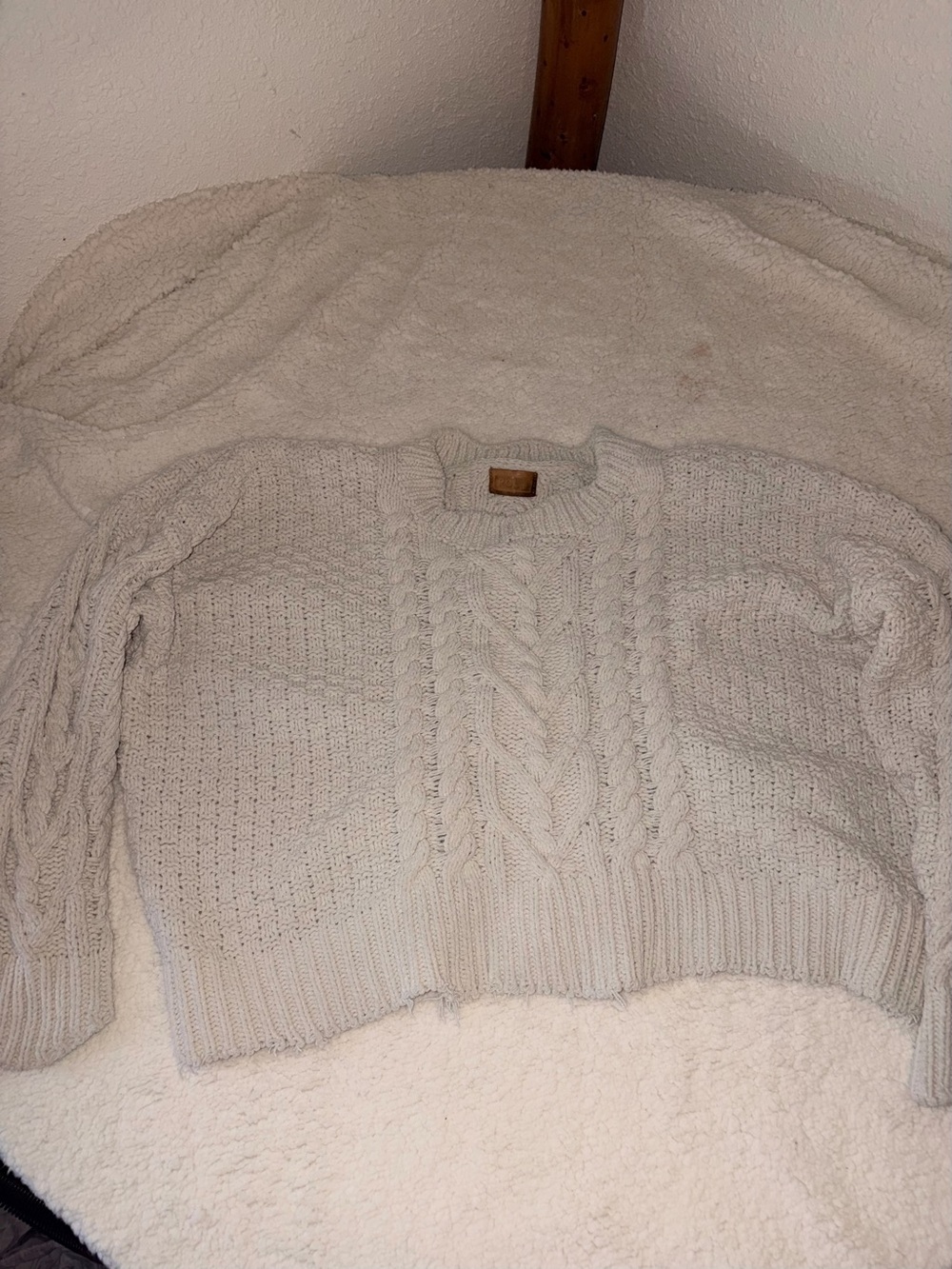 Polo by Ralph Lauren Cream Cable Knit Crewneck Sweater
